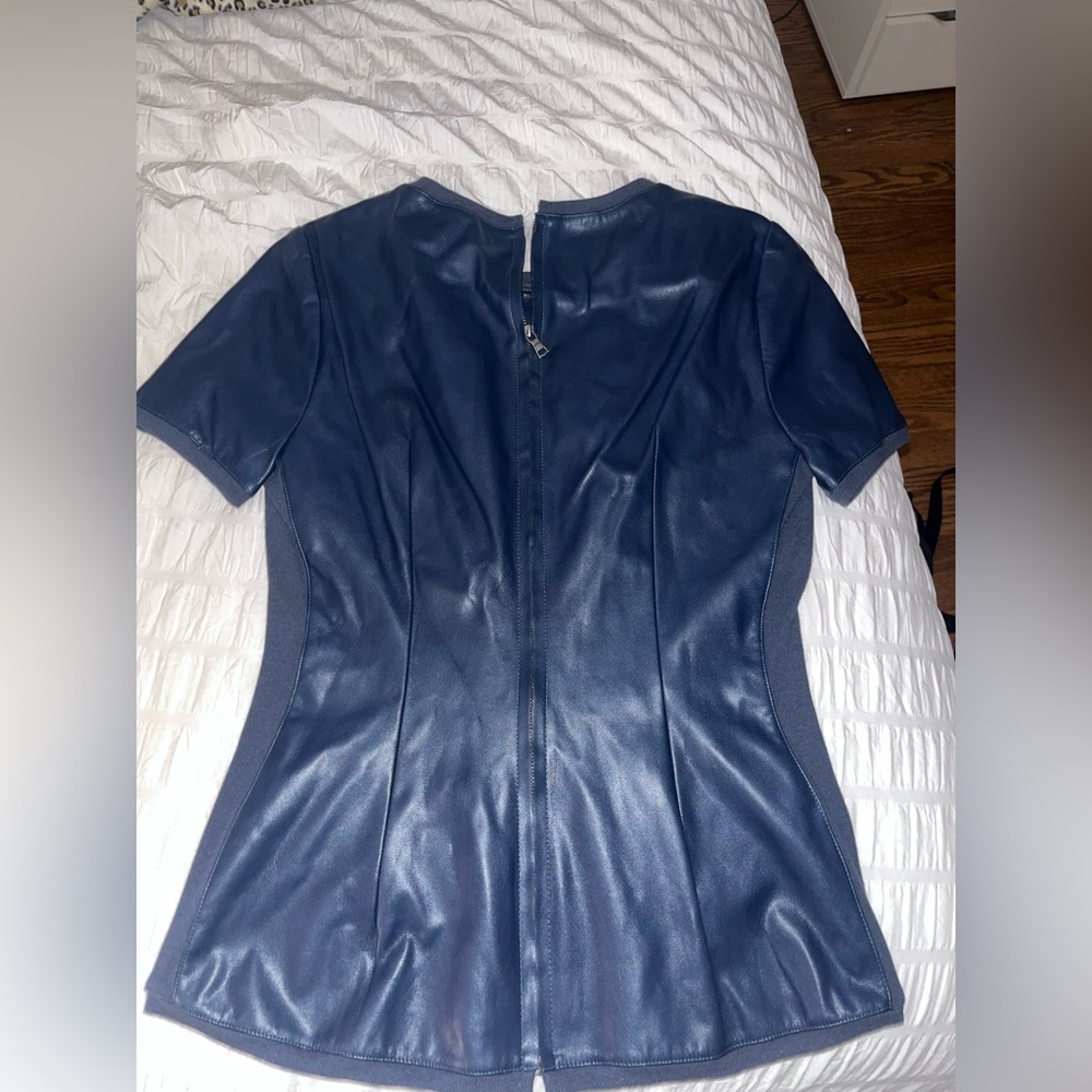 BCBG brand new blue leather top